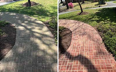 Brick Path Power Washing